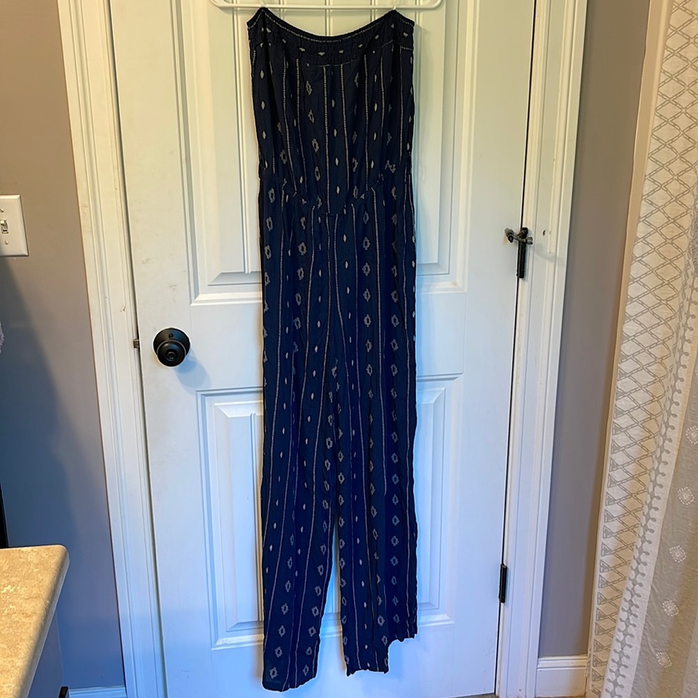 Strapless navy pant jumpsuit